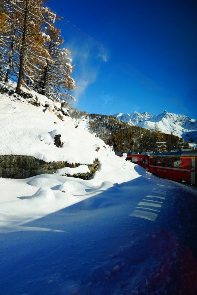 Bernina Express, Zwitserland winter, Bernina Express november, sneeuw